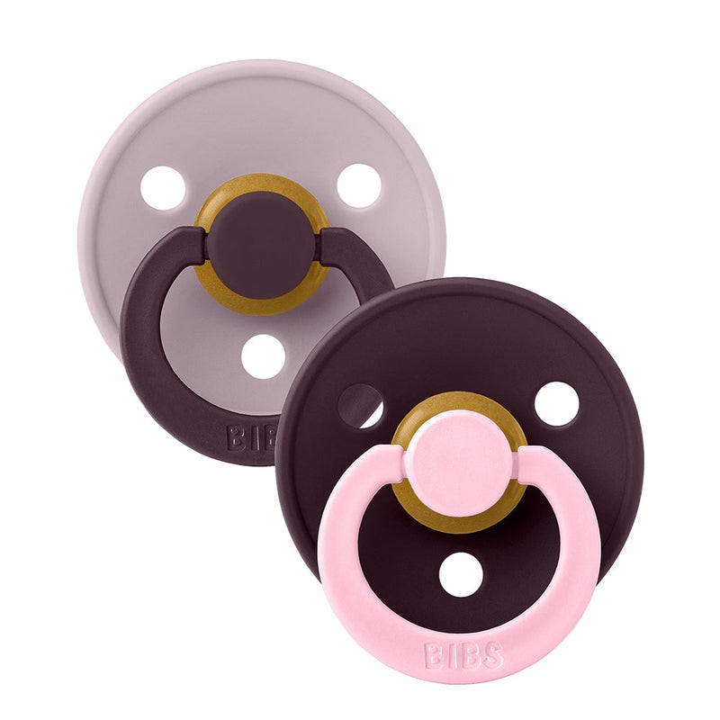 BIBS Colour Natural Rubber Pacifier Pack of 2 – Fusion Latex Size 2 DuskyLilac/Plum Mix - Image 1